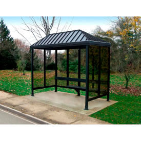 Smoking Shelter 4-2VR-DKB 3-Sided Open Front 10'L x 5'W Vented Standing Seam Roof DK BRZ 4-2AVR-DKB