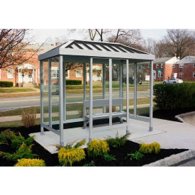 Smoking Shelter 4-2WSVR-CA 4-Sided L & R Open Front 10'L x 5'W Vented Standing Seam Roof Clear 4-2BVR-CA