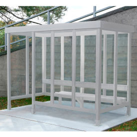 Smoking Shelter S4-2F-CA 4-Sided W/Left Open Front 10'L x 5'W Flat Roof Clear 4-2CF-CA