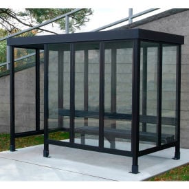 Smoking Shelter S4-2F-DKB 4-Sided W/Left Open Front 10'L x 5'W Flat Roof DK Bronze 4-2CF-DKB