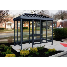 Smoking Shelter S4-2VR-DKB 4-Sided Left Open Front 10'L x 5'W Vented Standing Seam Roof DK BRZ 4-2CVR-DKB