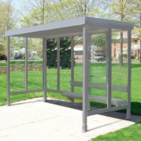 Smoking Shelter 5-2F-CA 3-Sided W/Open Front 12'L x 5'W Flat Roof Clear 5-2AF-CA