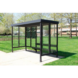 Smoking Shelter 5-2F-DKB 3-Sided W/Open Front 12'L x 5'W Flat Roof DK Bronze 5-2AF-DKB