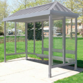 Smoking Shelter 5-2VR-CA 3-Sided Open Front 12'L x 5'W Vented Standing Seam Roof Clear 5-2AVR-CA