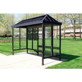 Smoking Shelter 5-2VR-DKB 3-Sided Open Front 12'L x 5'W Vented Standing Seam Roof DK BRZ 5-2AVR-DKB