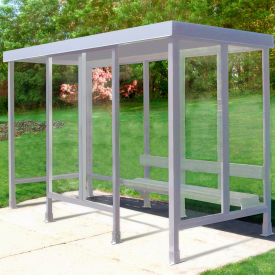 Smoking Shelter 5-2WSF-CA 4-Sided W/L & R Open Front 12'L x 5'W Flat Roof Clear 5-2BF-CA