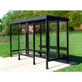 Smoking Shelter 5-2WSF-DKB 4-Sided W/L & R Open Front 12'L x 5'W Flat Roof DK Bronze 5-2BF-DKB