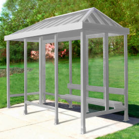 Smoking Shelter 5-2WSVR-CA 4-Sided L & R Open Front 12'L x 5'W Vented Standing Seam Roof Clear 5-2BVR-CA