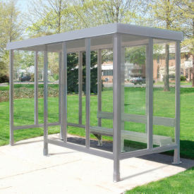 Smoking Shelter S5-2F-CA 4-Sided W/Left Open Front 15'L x 5'W Flat Roof Clear 5-2CF-CA