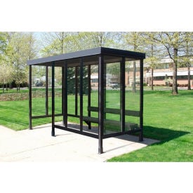 Smoking Shelter S5-2F-DKB 4-Sided W/Left Open Front 12'4