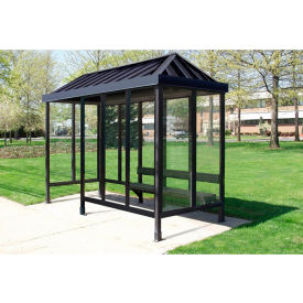 Smoking Shelter S5-2VR-DKB 4-Sided Left Open Front 12'L x 5'W Vented Standing Seam Roof DK BRZ 5-2CVR-DKB