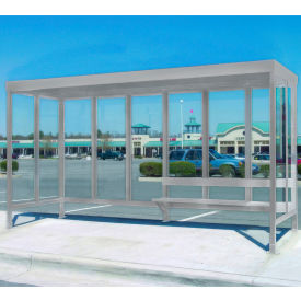 Smoking Shelter 6-2F-CA 3-Sided W/Open Front 15'L x 5'W Flat Roof Clear 6-2AF-CA