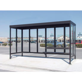 Smoking Shelter 6-2F-DKB 3-Sided W/Open Front 15'L x 5'W Flat Roof DK Bronze 6-2AF-DKB