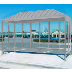 Smoking Shelter 6-2VR-CA 3-Sided Open Front 15'L x 5'W Vented Standing Seam Roof Clear 6-2AVR-CA