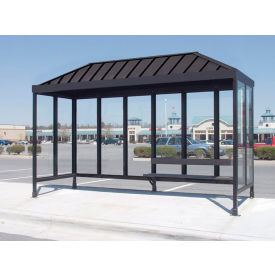 Smoking Shelter 6-2VR-DKB 3-Sided Open Front 15'L x 5'W Vented Standing Seam Roof DK BRZ 6-2AVR-DKB