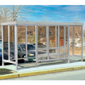 Smoking Shelter 6-2WSF-CA 4-Sided W/L & R Open Front 15'L x 5'W Flat Roof Clear 6-2BF-CA