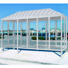 Smoking Shelter 6-2WSVR-CA 4-Sided L & R Open Front 15'L x 5'W Vented Standing Seam Roof Clear 6-2BVR-CA