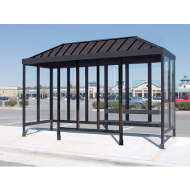 Smoking Shelter 6-2WSVR-DKB 4-Sided L & R Open FR 15'L x 5'W Vented Standing Seam Roof DK BRZ 6-2BVR-DKB