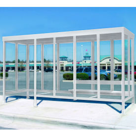Smoking Shelter S6-2F-CA 4-Sided W/Left Open Front 15'L x 5'W Flat Roof Clear 6-2CF-CA