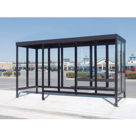 Smoking Shelter S6-2F-DKB 4-Sided W/Left Open Front 15'L x 5'W Flat Roof DK Bronze 6-2CF-DKB