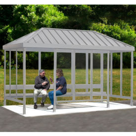 Smoking Shelter 6-3WSVR-CA 4-Sided L & R Open FR 15'L x 7'6