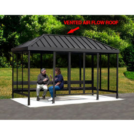 Smoking Shelter 6-3WSVR-DKB 4-Sided L & R Open FR 15'L x 7'6