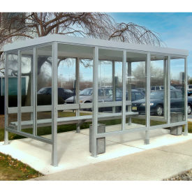 Smoking Shelter S6-3F-CA 4-Sided W/Left Open Front 15'L x 7'6