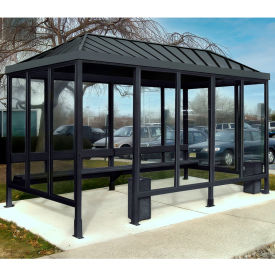 Smoking Shelter S6-3VR-DKB 4-Sided Left Open FR 15'L x 7'6