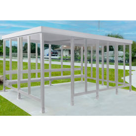 Smoking Shelter S6-4F-CA 3-Sided W/Left Open Front 15'L x 10'W Flat Roof Clear 6-4CF-CA