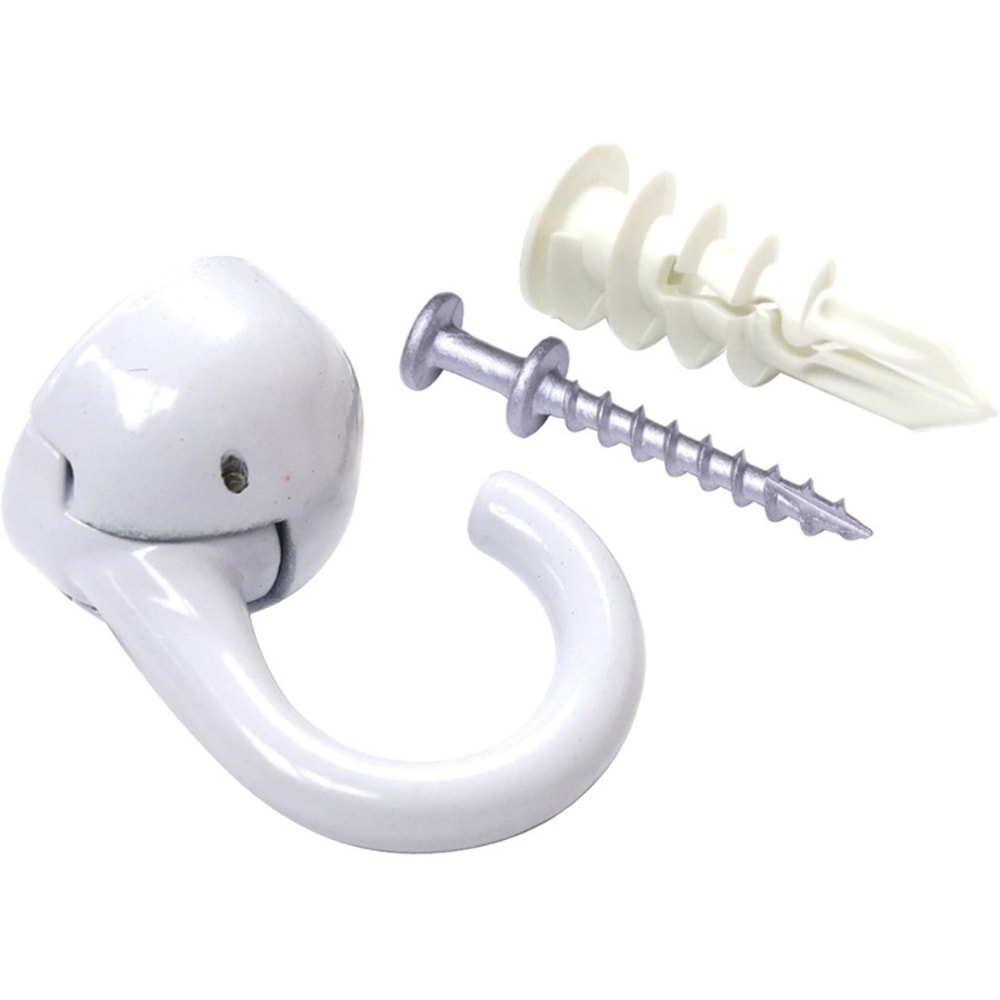 Hangman Indoor/Outdoor Elephant Hook, 30 lb (13.61 kg), 100 lb (45.36 kg) Capacity, 1inH x 4inW x 2inL, for Drywall, Wood, White MPN:EHO-W