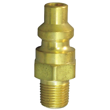 Quick Coupler Plug, 700 Series, 1/4 in Body, 9/16 in-18 UNF LH Male, Brass, Red MPN:A4L