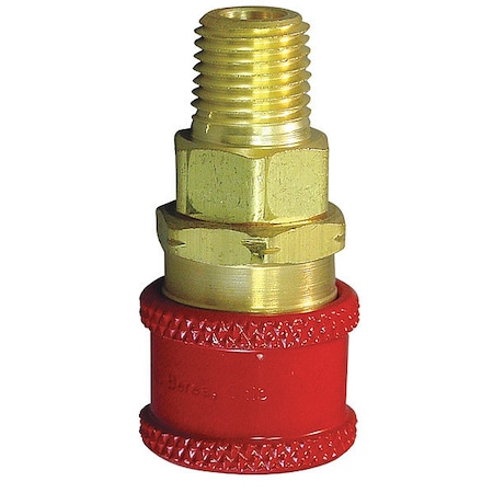 Quick Coupler Body, 700 Series, Acetylene, 1/4 in Body, 9/16-18 UNF Male, Brass, Red MPN:RD704LSL