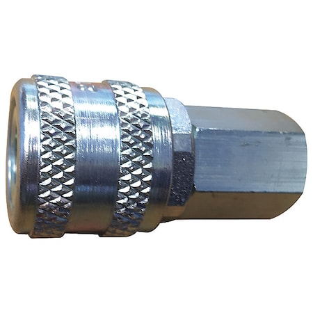Hydraulic Quick Connect Hose Coupling, Steel Body, Push-to-Connect Lock, 1/4