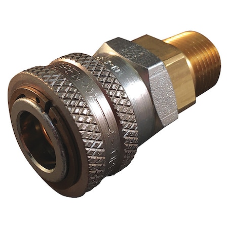 Hydraulic Quick Connect Hose Coupling, Steel Body, Push-to-Connect Lock, 1/4