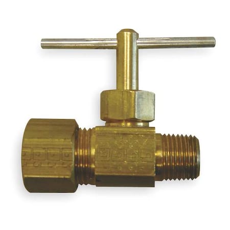 Needle Valve, Straight, Brass, 1/4 x 5/16In MPN:A6755