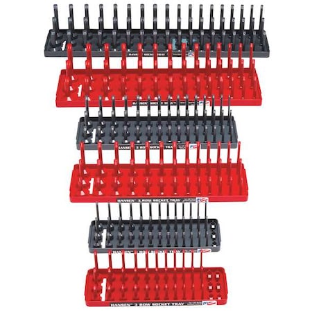 Socket Tray, Gray, Red, Plastic, 4 1/4 in MPN:92013