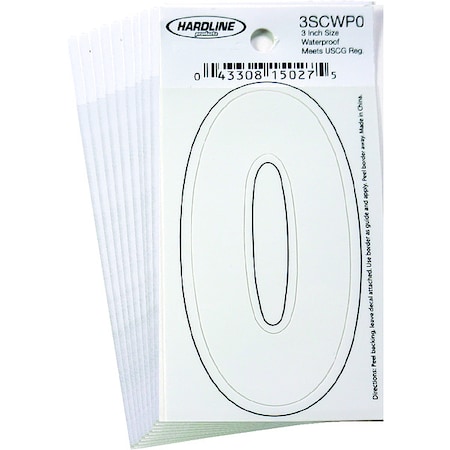 NumberLabel, Vinyl, 3inH, 1-1/4inW, PK10 MPN:3SCWP0