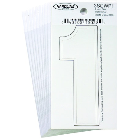 NumberLabel, Vinyl, 3inH, 1-1/4inW, PK10 MPN:3SCWP1