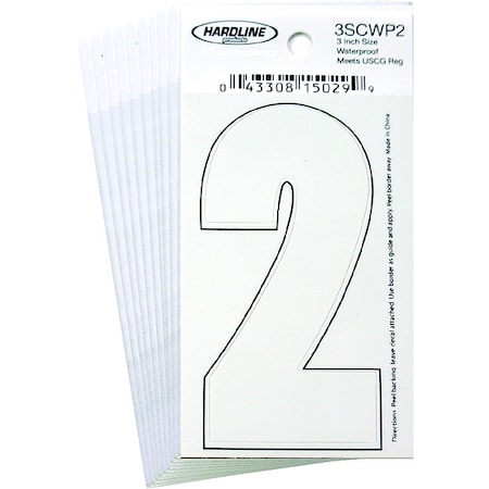 NumberLabel, Vinyl, 3inH, 1-1/4inW, PK10 MPN:3SCWP2