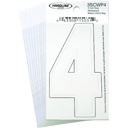 NumberLabel, Vinyl, 3inH, 1-1/4inW, PK10 MPN:3SCWP4
