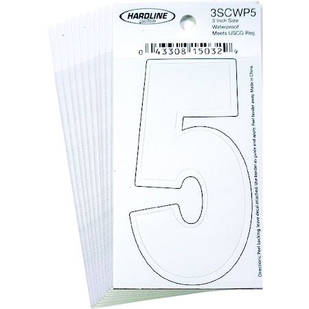 NumberLabel, Vinyl, 3inH, 1-1/4inW, PK10 MPN:3SCWP5