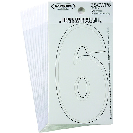 NumberLabel, Vinyl, 3inH, 1-1/4inW, PK10 MPN:3SCWP6