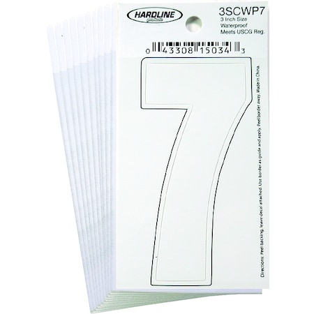 NumberLabel, Vinyl, 3inH, 1-1/4inW, PK10 MPN:3SCWP7