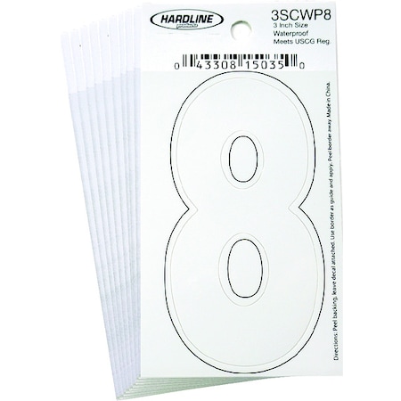 NumberLabel, Vinyl, 3inH, 1-1/4inW, PK10 MPN:3SCWP8