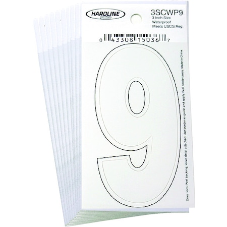 NumberLabel, Vinyl, 3inH, 1-1/4inW, PK10 MPN:3SCWP9
