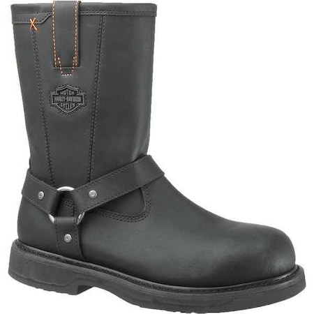 Men's Wellington Boot, 9 M, Steel Toe, 10 1/2 in H, Black, D95328 MPN:D95328