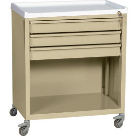 Harloff Treatment Cart with Three Drawers Lower Open Storage Beige - ETC-3 ETC-3BG