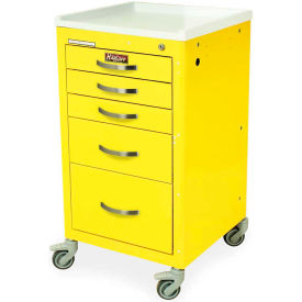 Harloff Mini M-Series Five Drawer Anesthesia Cart W/ Standard Key Lock Light Gray M3DS1824K05-Light Gray