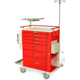 Harloff M-Series Tall Emergency Crash Cart 6 Drawers 36-3/4