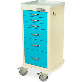 Harloff A-Series Narrow Medical Cart 6 Drawers & E Lock 24-3/4